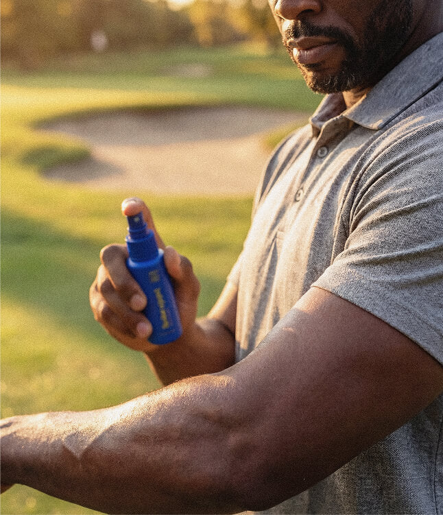 Applying sunscreen mist
