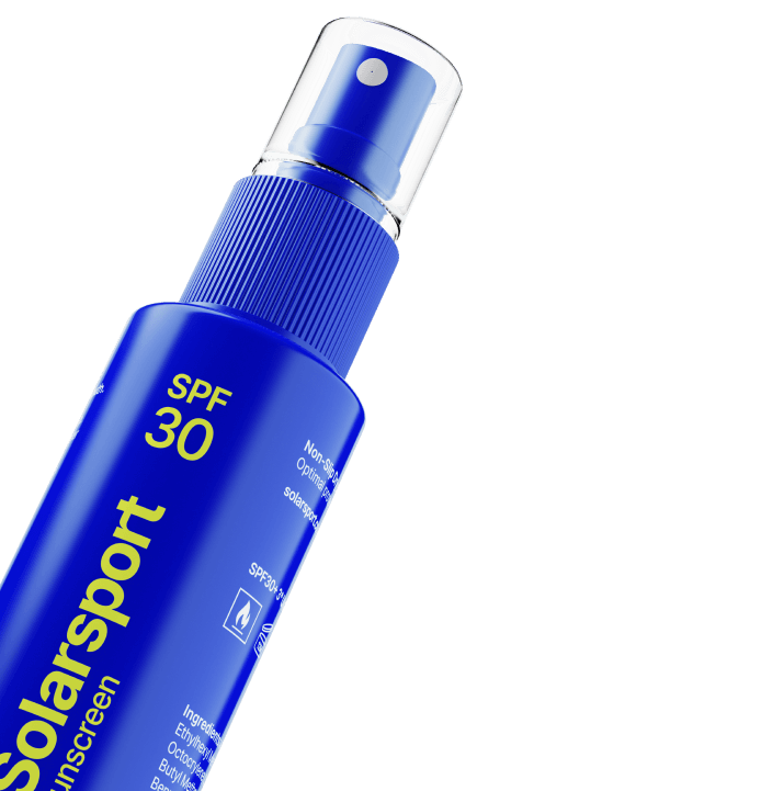 Solarsport Sunscreen. Protect. Pocket. Perform. Non-slip sunscreen: For when Protection means Performance.